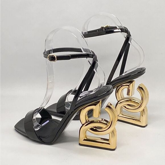 Dolce and Gabbana Logo Heel Ankle Strap Sandal - Picture 7 of 15